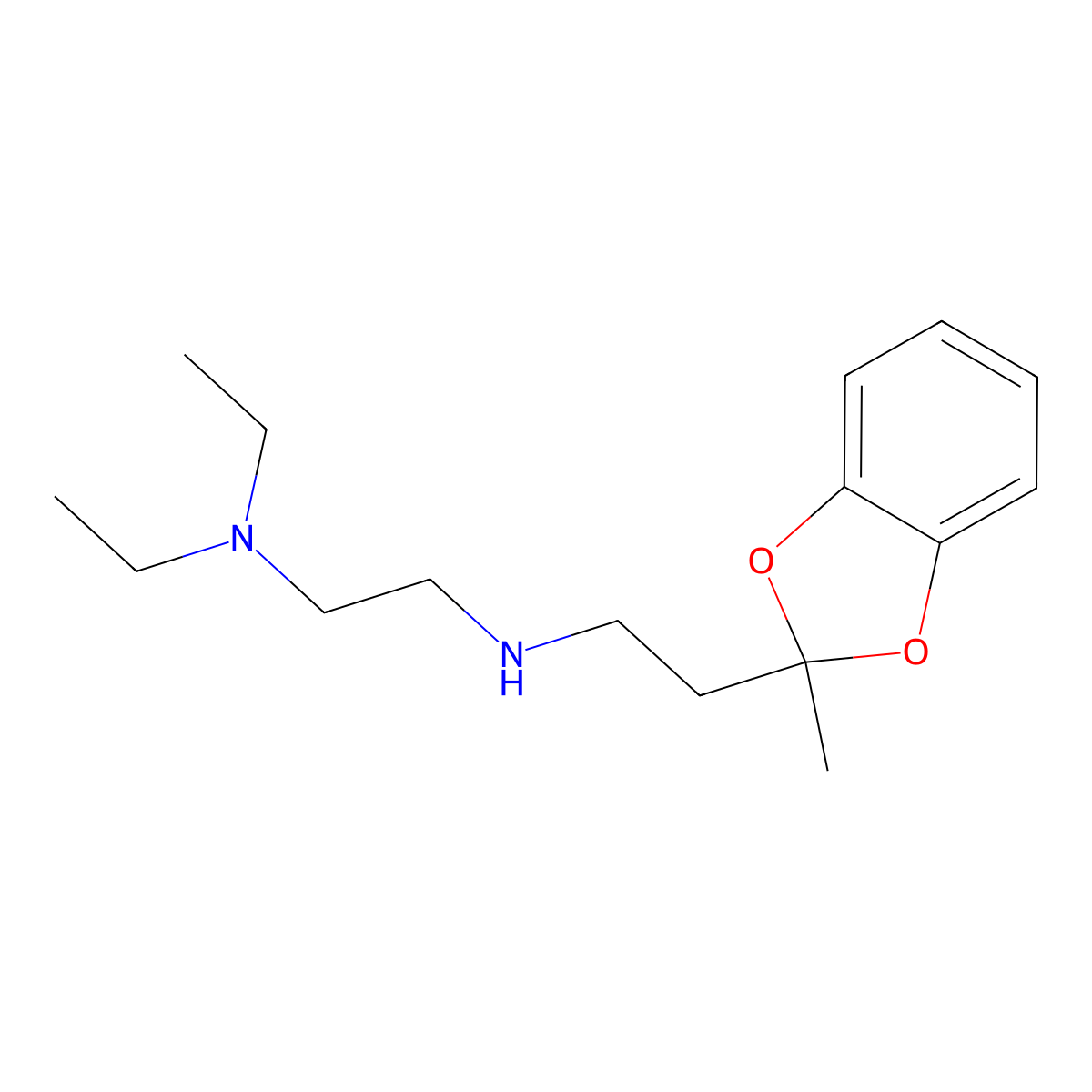 1,2-Ethanediamine, N,N-diethyl-N'-(2-(2-methyl-1,3-benzodioxol-2-yl)ethyl)- molecular structure, CAS 52400-98-3