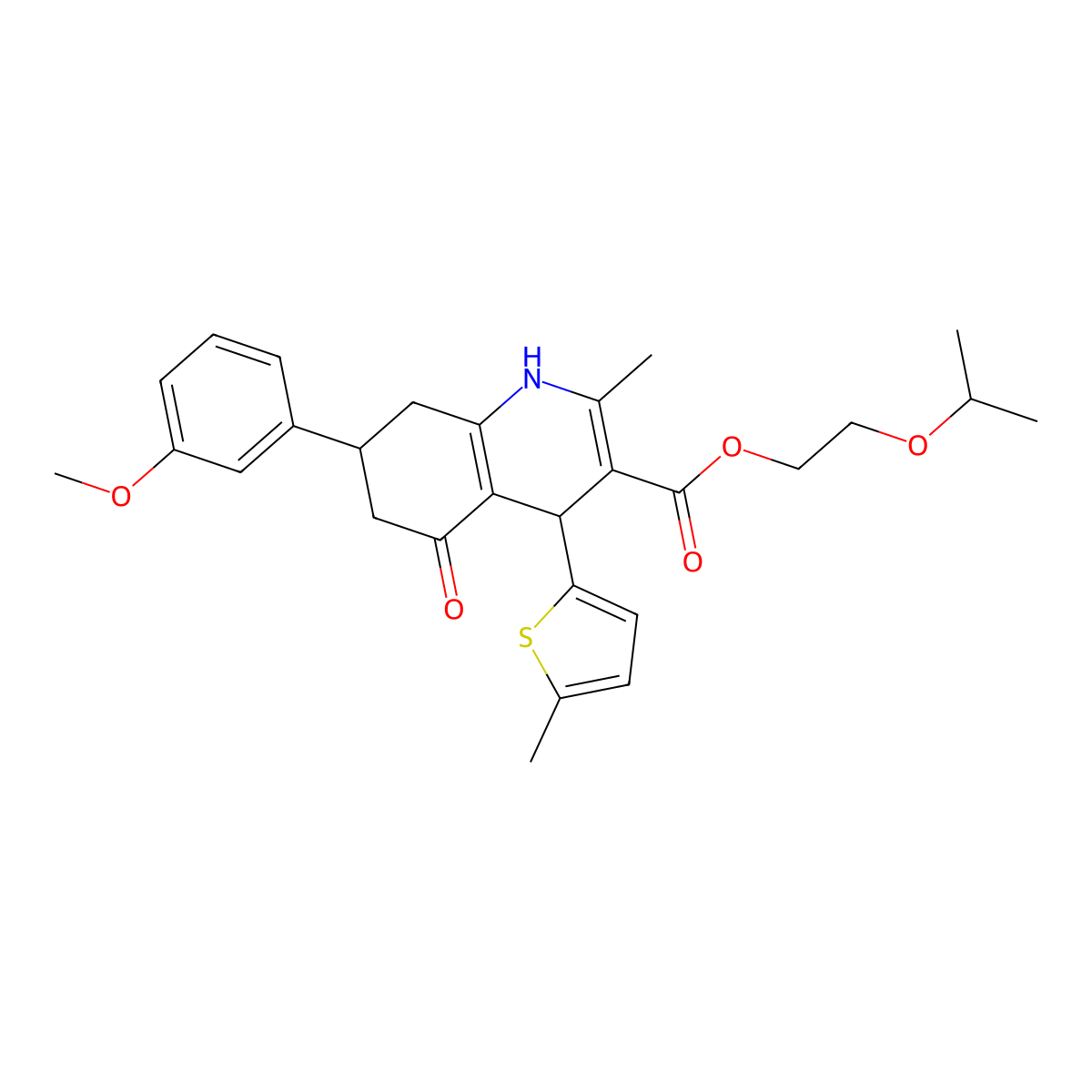 2-(Propan-2-yloxy)ethyl 7-(3-methoxyphenyl)-2-methyl-4-(5-methylthiophen-2-yl)-5-oxo-1,4,5,6,7,8-hexahydroquinoline-3-carboxylate molecular structure, CAS 524000-10-0
