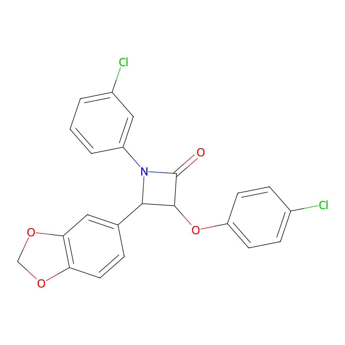 4-(1,3-Benzodioxol-5-yl)-3-(4-chlorophenoxy)-1-(3-chlorophenyl)-2-azetidinone molecular structure, CAS 524000-95-1