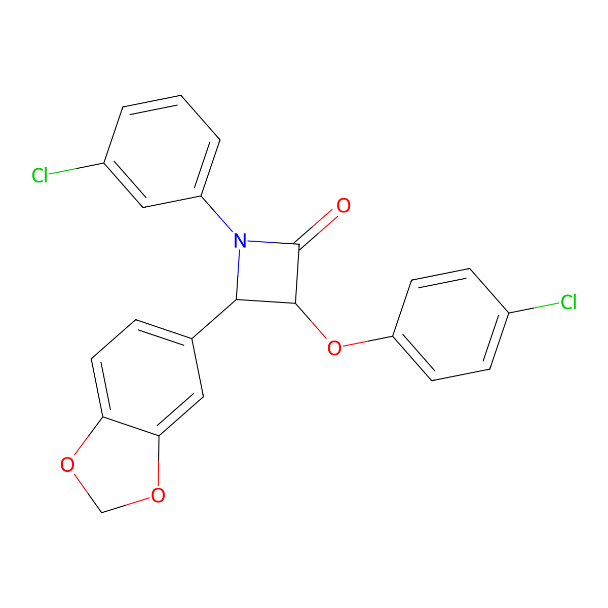 4-(1,3-Benzodioxol-5-yl)-3-(4-chlorophenoxy)-1-(3-chlorophenyl)-2-azetidinone molecular structure, CAS 524000-95-1