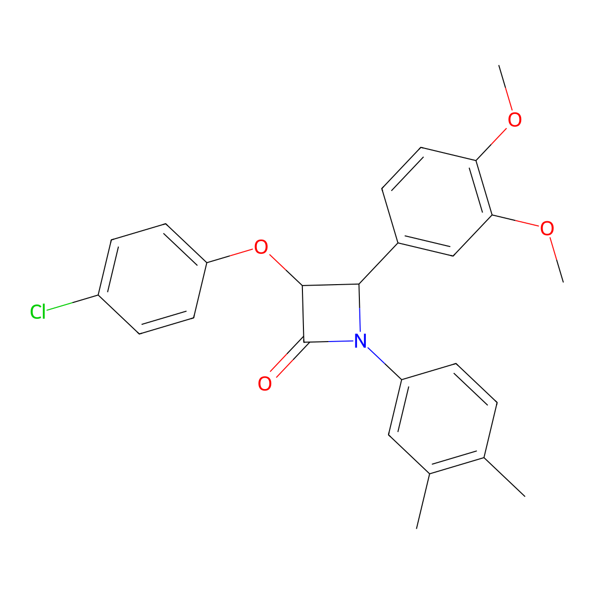 3-(4-Chlorophenoxy)-4-(3,4-dimethoxyphenyl)-1-(3,4-dimethylphenyl)azetidin-2-one molecular structure, CAS 524001-30-7