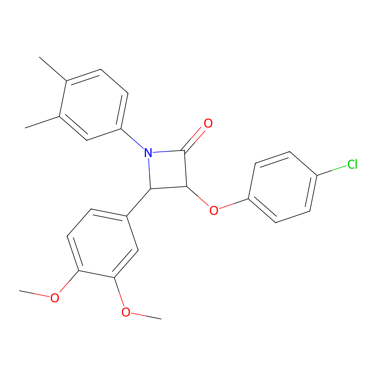 3-(4-Chlorophenoxy)-4-(3,4-dimethoxyphenyl)-1-(3,4-dimethylphenyl)azetidin-2-one molecular structure, CAS 524001-30-7