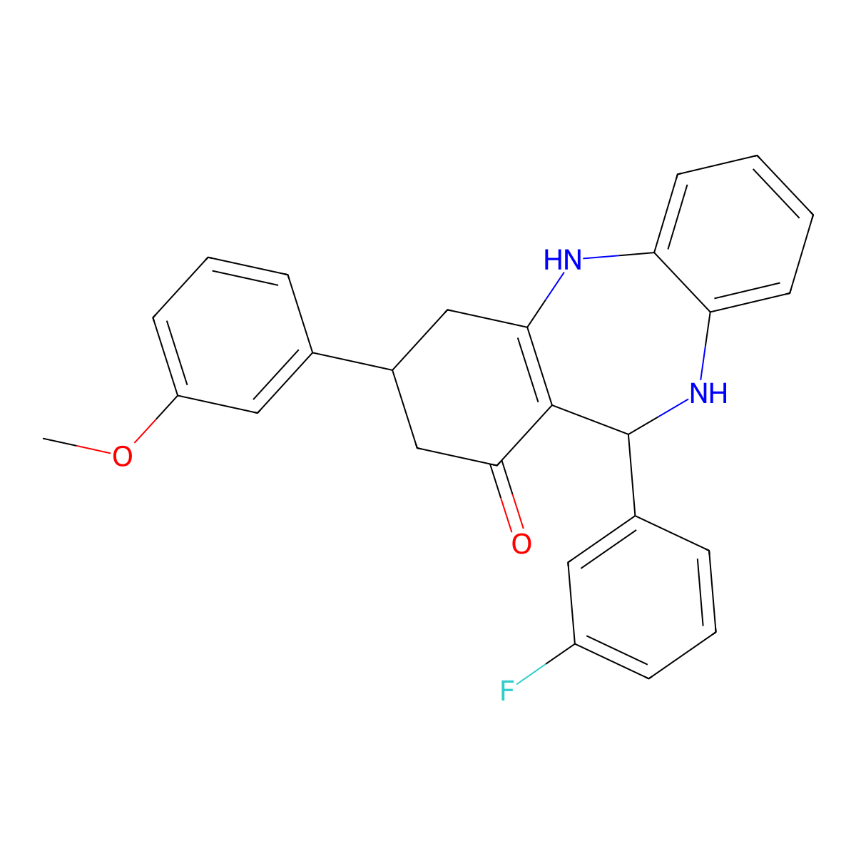 6-(3-Fluorophenyl)-9-(3-methoxyphenyl)-5,6,8,9,10,11-hexahydrobenzo[b][1,4]benzodiazepin-7-one molecular structure, CAS 524001-82-9