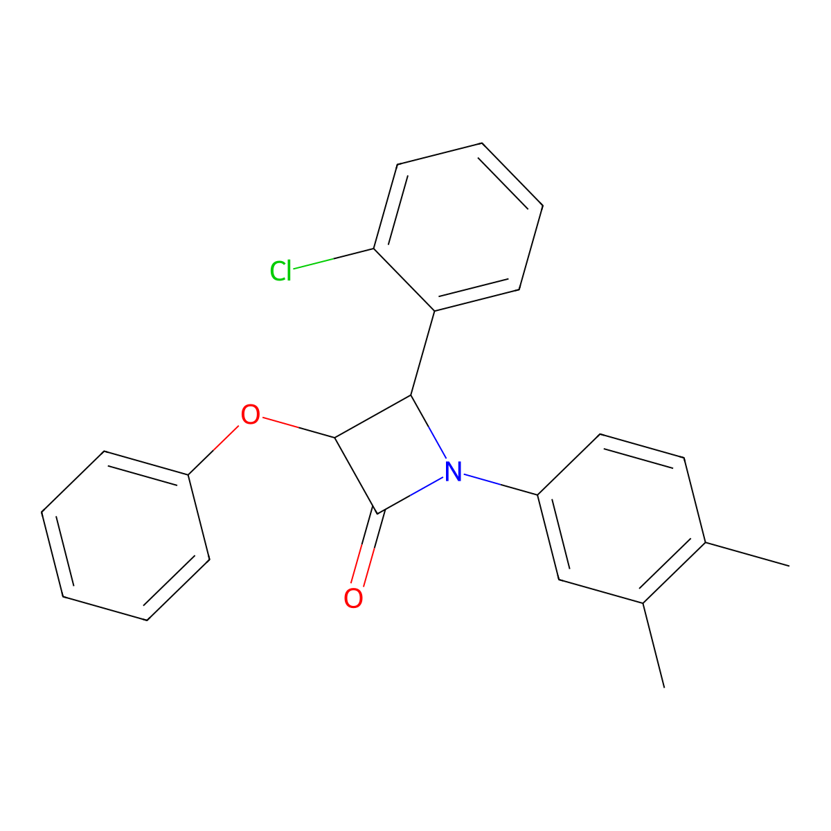 4-(2-Chlorophenyl)-1-(3,4-dimethylphenyl)-3-phenoxy-2-azetidinone molecular structure, CAS 524002-00-4
