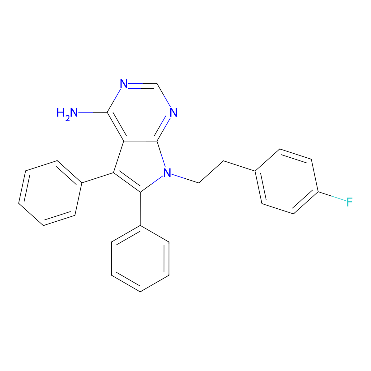 7-[2-(4-Fluorophenyl)ethyl]-5,6-diphenylpyrrolo[2,3-d]pyrimidin-4-amine molecular structure, CAS 524002-40-2