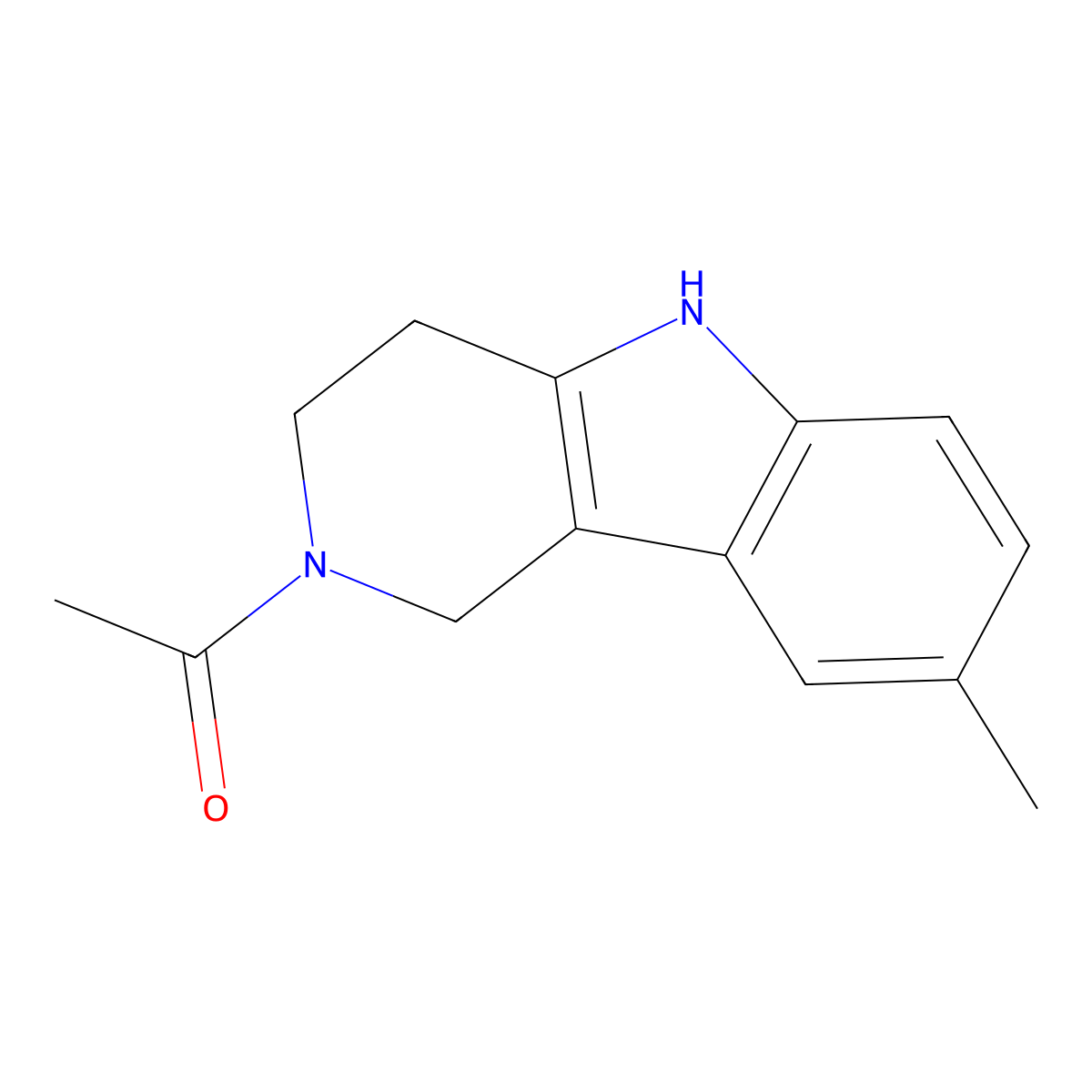 2-acetyl-8-methyl-2,3,4,5-tetrahydro-1H-pyrido[4,3-b]indole molecular structure, CAS 524002-87-7