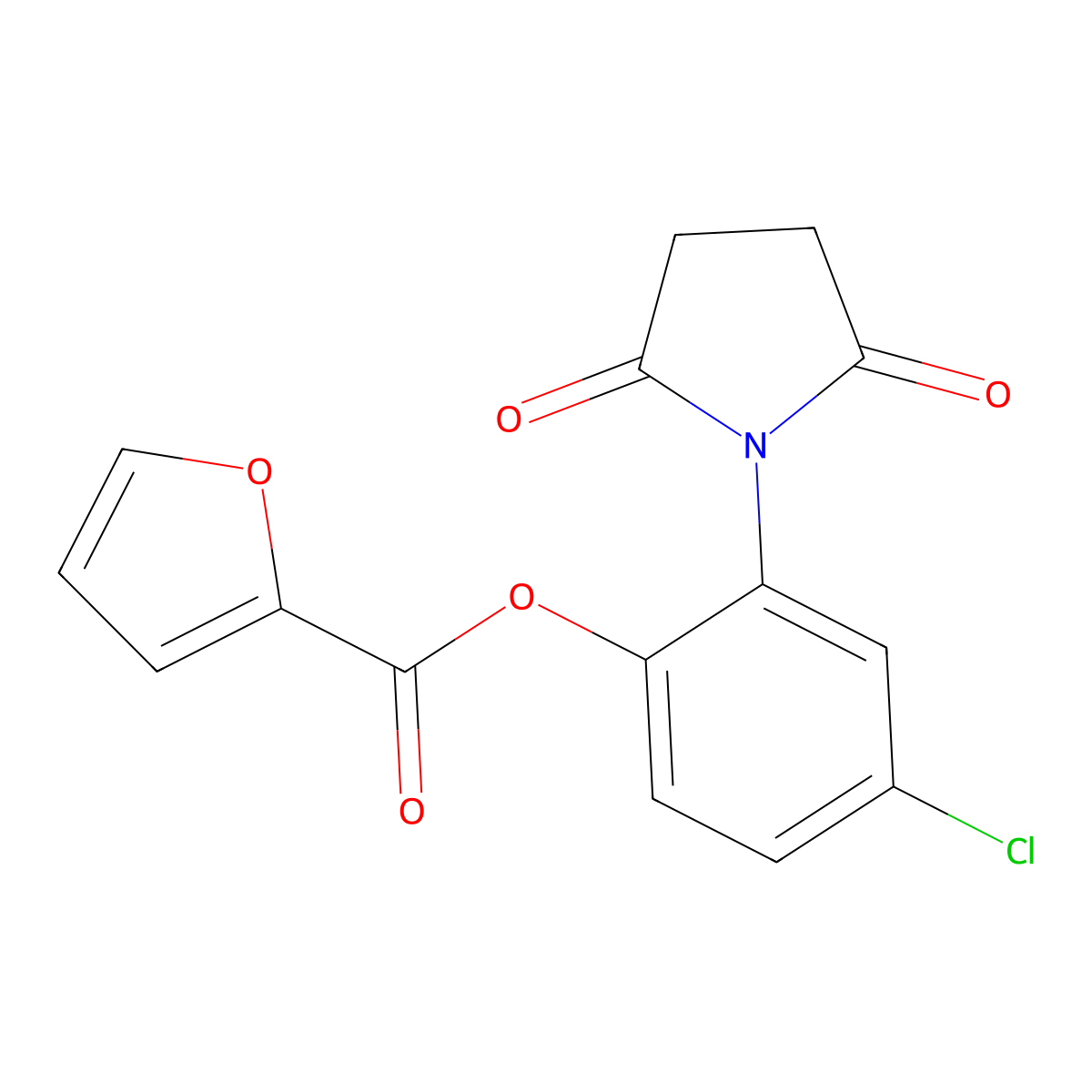 4-Chloro-2-(2,5-dioxopyrrolidin-1-yl)phenyl furan-2-carboxylate molecular structure, CAS 524005-17-2