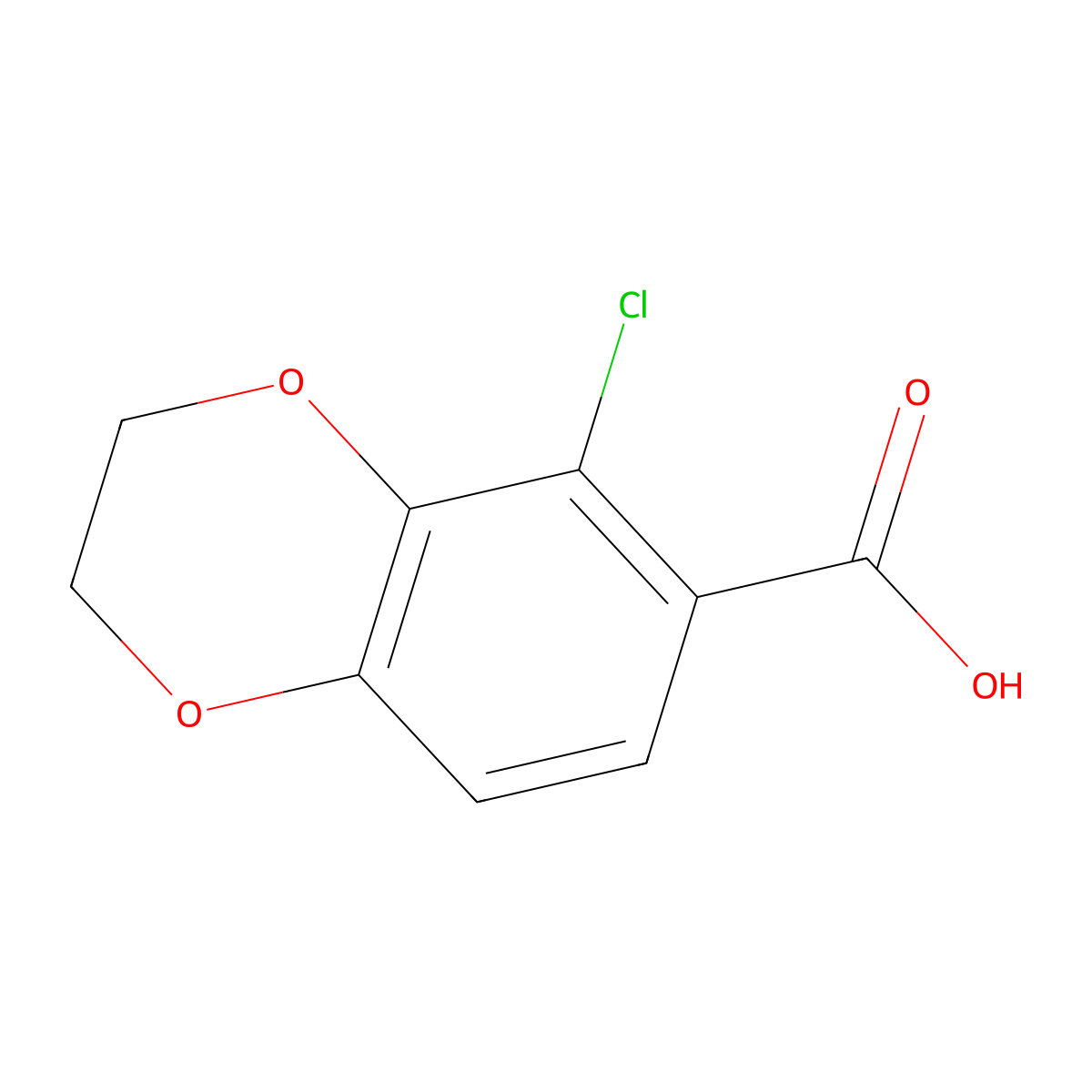 5-Chloro-2,3-dihydro-1,4-benzodioxine-6-carboxylic acid molecular structure, CAS 524005-40-1