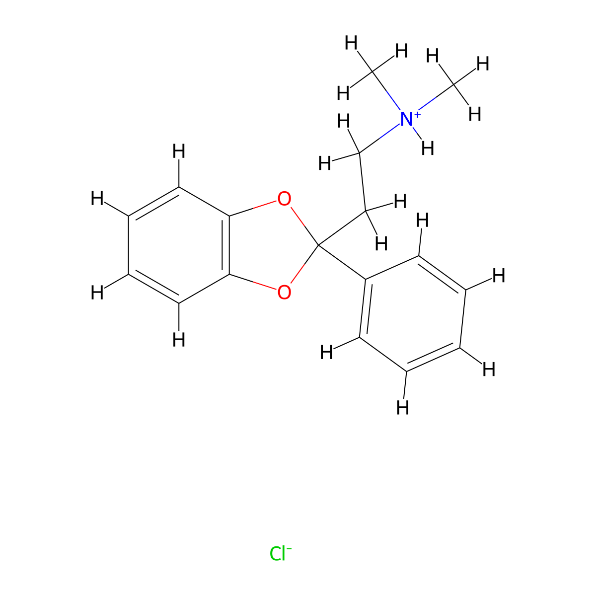 1,3-Benzodioxole, 2-(2-(dimethylamino)ethyl)-2-phenyl-, hydrochloride molecular structure, CAS 52401-02-2