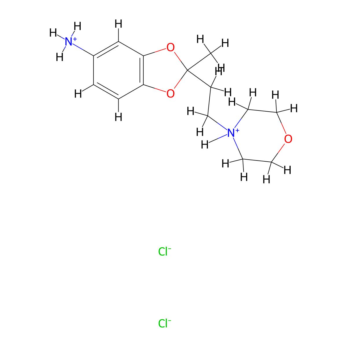 1,3-Benzodioxole, 5-amino-2-methyl-2-(2-morpholinoethyl)-, dihydrochloride, hemihydrate molecular structure, CAS 52401-15-7
