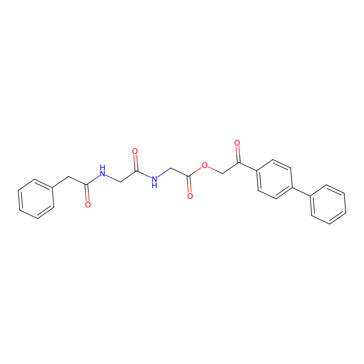 [2-Oxo-2-(4-phenylphenyl)ethyl] 2-[[2-[(2-phenylacetyl)amino]acetyl]amino]acetate molecular structure, CAS 524019-70-3