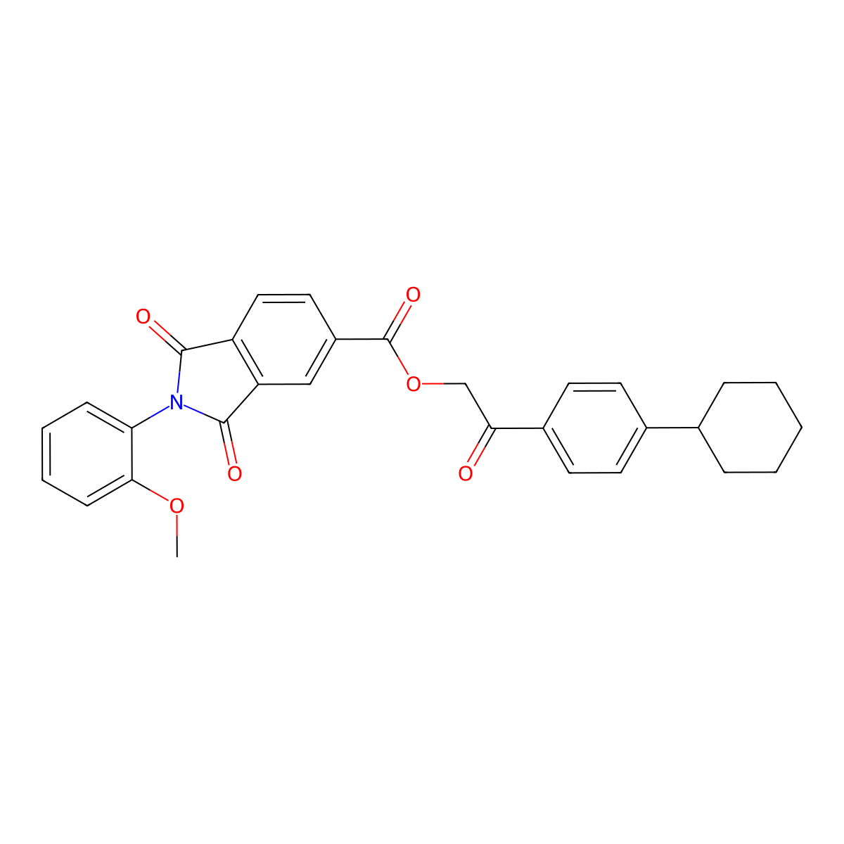 2-(4-Cyclohexylphenyl)-2-oxoethyl 2-(2-methoxyphenyl)-1,3-dioxo-5-isoindolinecarboxylate molecular structure, CAS 524019-72-5