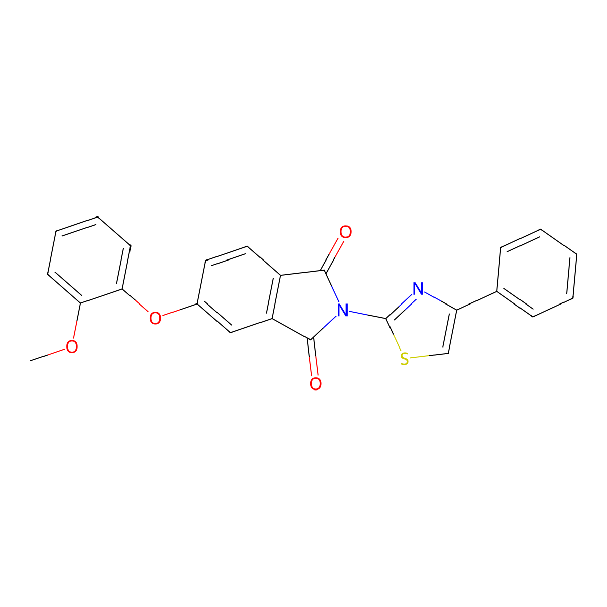 5-(2-methoxyphenoxy)-2-(4-phenyl-1,3-thiazol-2-yl)-1H-isoindole-1,3(2H)-dione molecular structure, CAS 524019-73-6