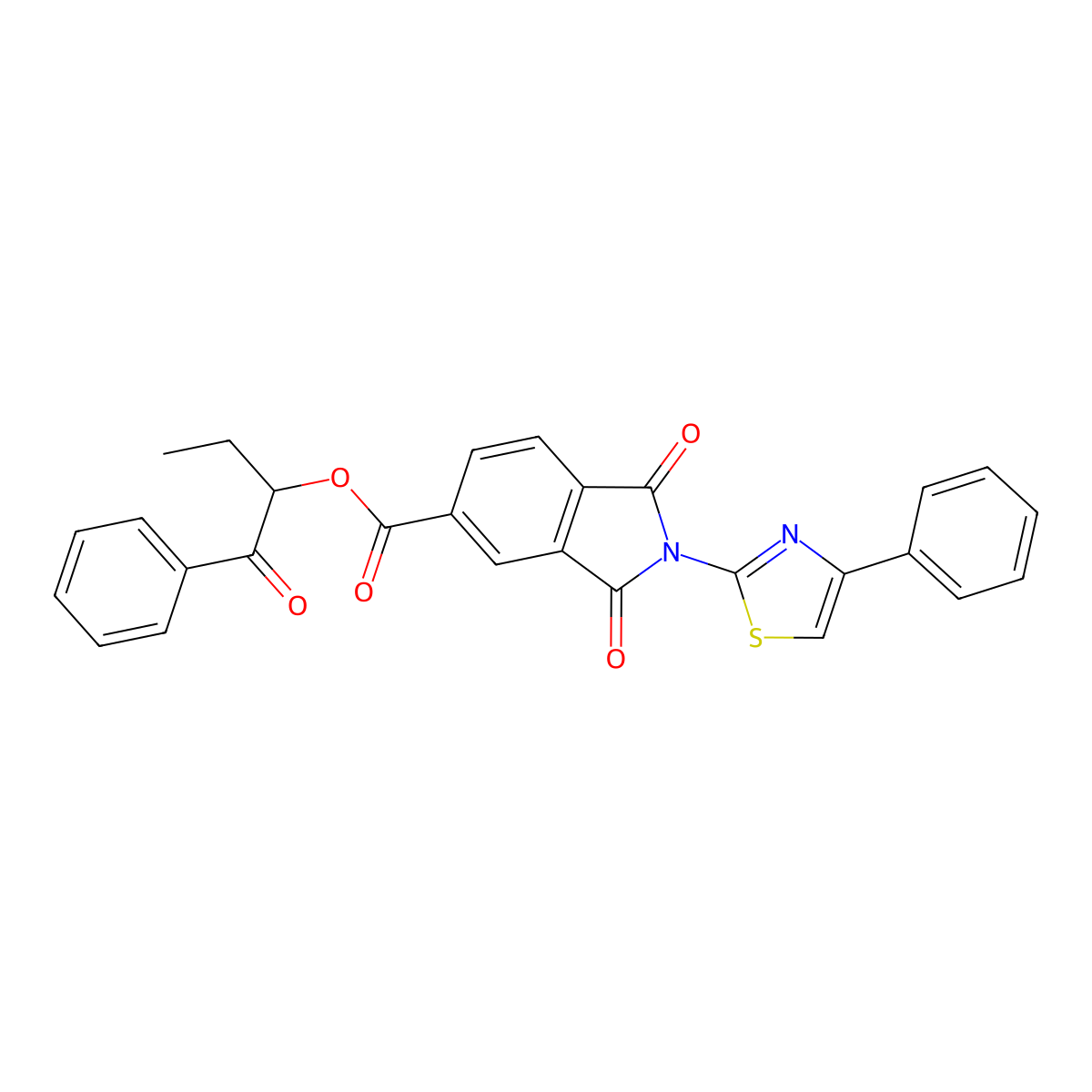 (1-Oxo-1-phenylbutan-2-yl) 1,3-dioxo-2-(4-phenyl-1,3-thiazol-2-yl)isoindole-5-carboxylate molecular structure, CAS 524019-75-8