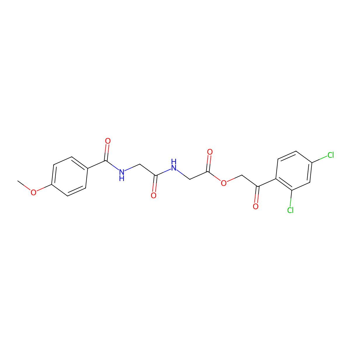 [2-(2,4-Dichlorophenyl)-2-oxoethyl] 2-[[2-[(4-methoxybenzoyl)amino]acetyl]amino]acetate molecular structure, CAS 524019-88-3