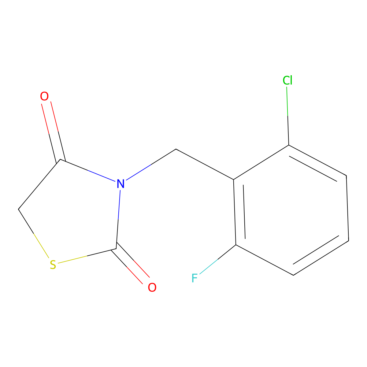 3-(2-Chloro-6-fluorobenzyl)-1,3-thiazolidine-2,4-dione molecular structure, CAS 524030-95-3