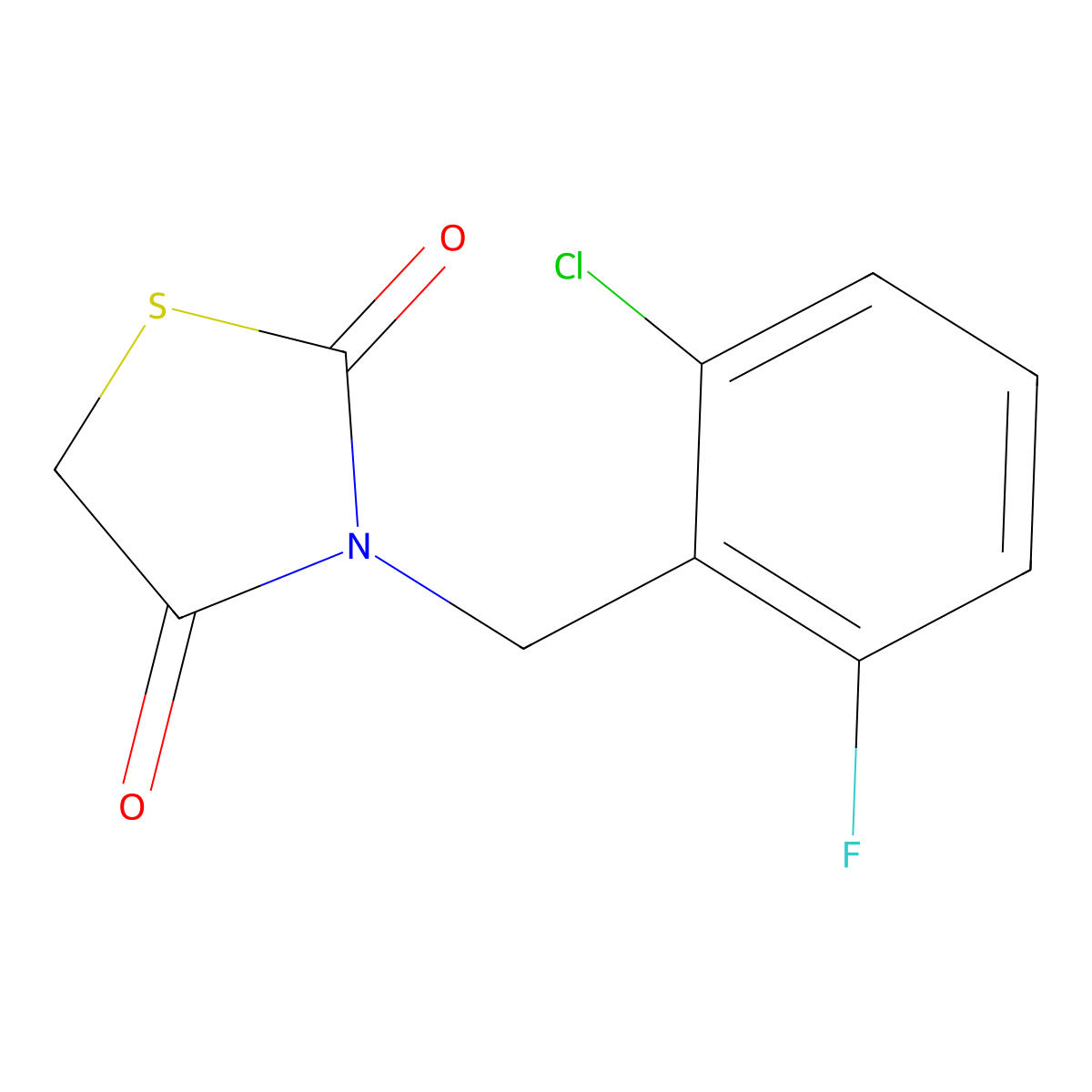 3-(2-Chloro-6-fluorobenzyl)-1,3-thiazolidine-2,4-dione molecular structure, CAS 524030-95-3