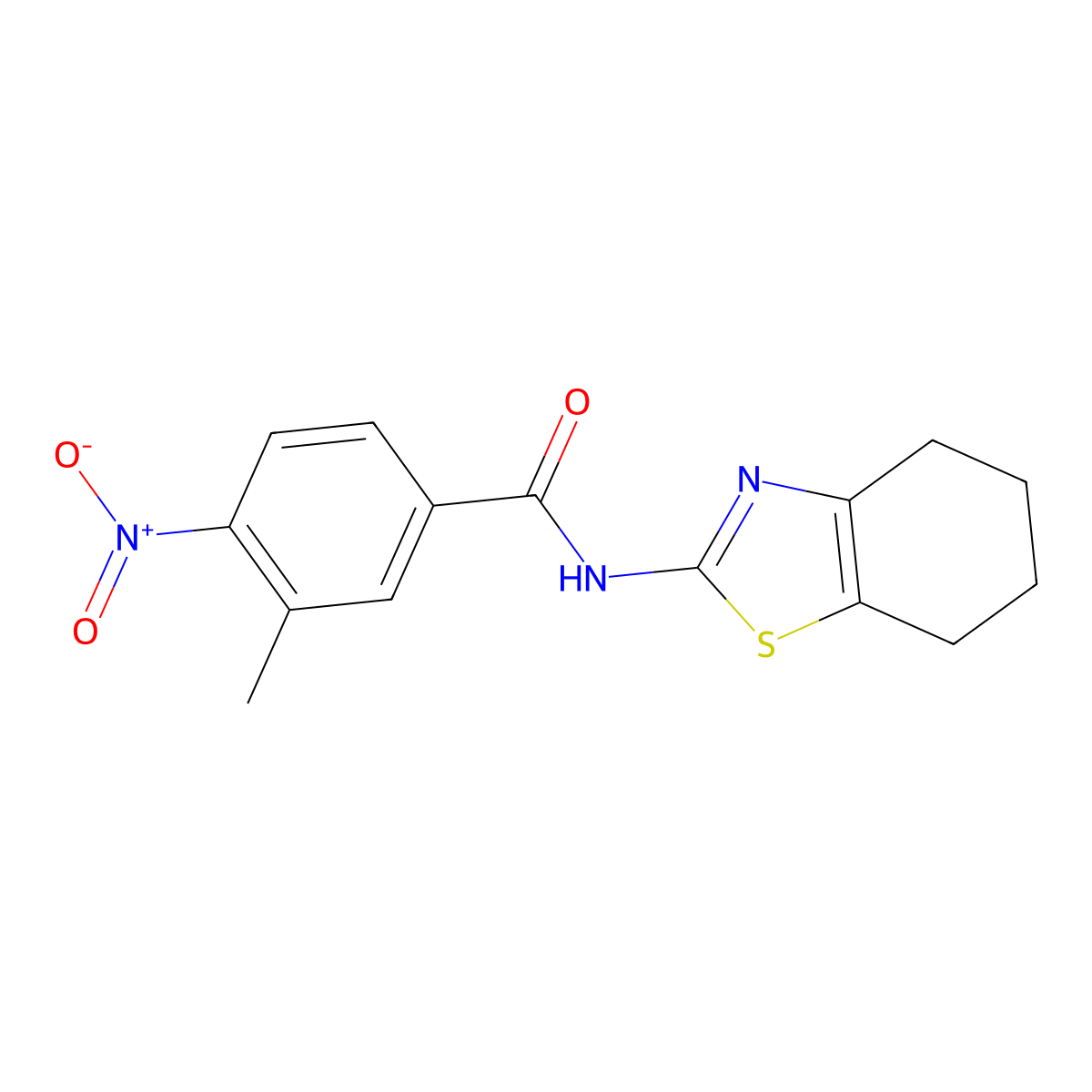 3-methyl-4-nitro-N-(4,5,6,7-tetrahydro-1,3-benzothiazol-2-yl)benzamide molecular structure, CAS 524032-66-4