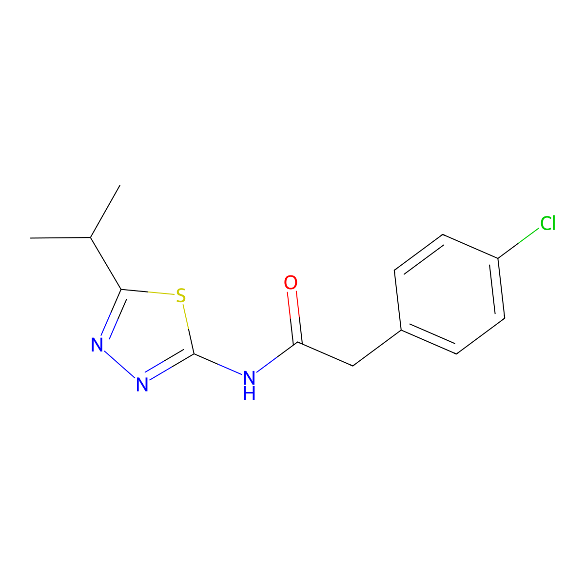 2-(4-chlorophenyl)-N-(5-propan-2-yl-1,3,4-thiadiazol-2-yl)acetamide molecular structure, CAS 524032-68-6