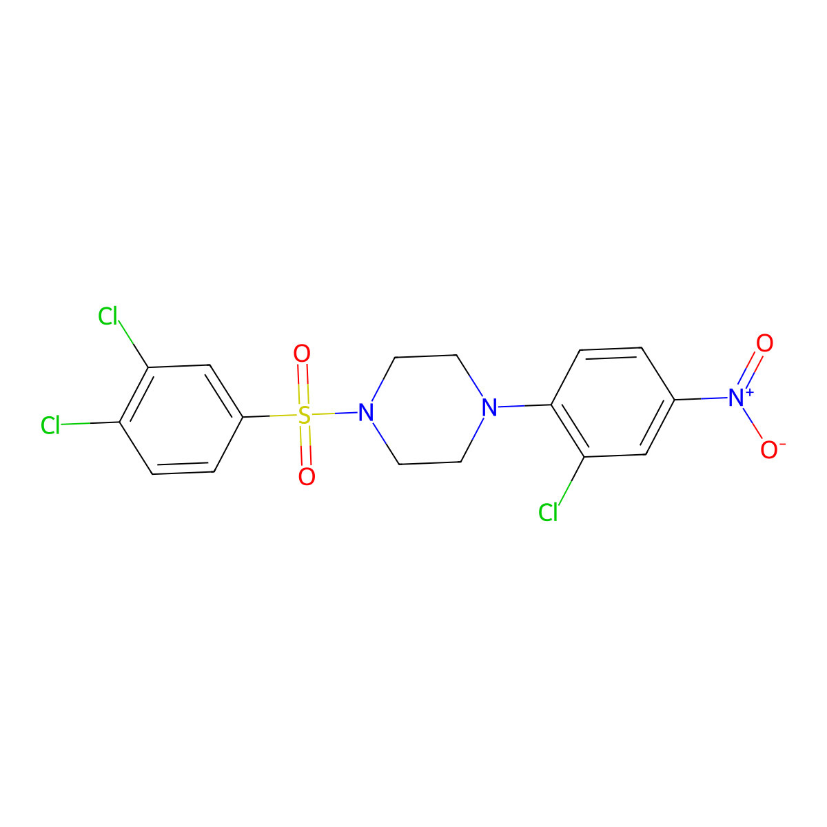 1-(2-Chloro-4-nitrophenyl)-4-(3,4-dichlorophenyl)sulfonylpiperazine molecular structure, CAS 524033-34-9