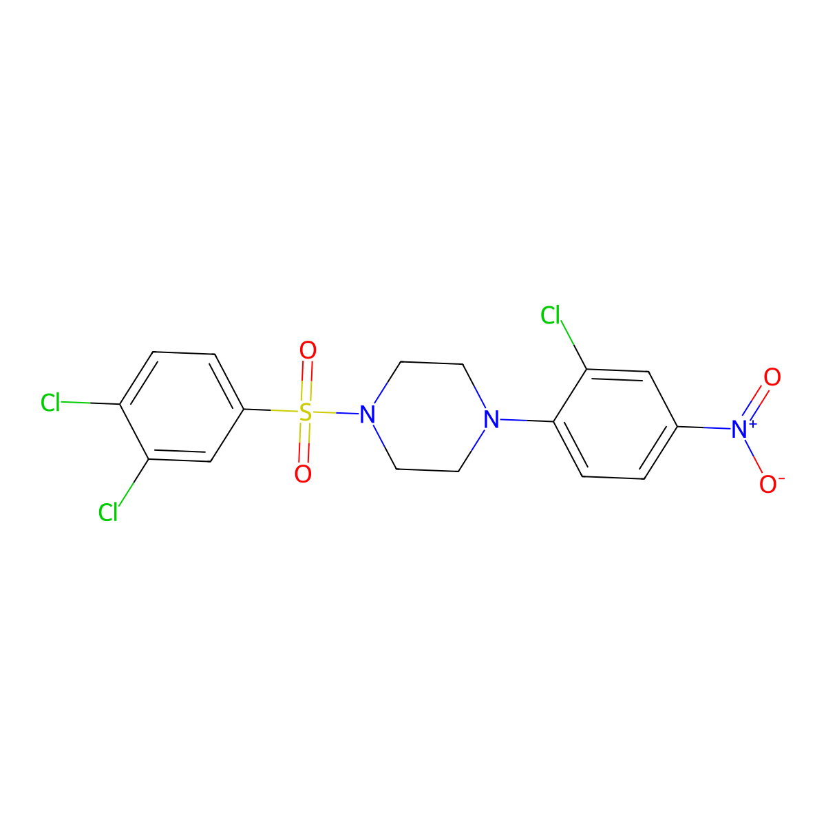 1-(2-Chloro-4-nitrophenyl)-4-(3,4-dichlorophenyl)sulfonylpiperazine molecular structure, CAS 524033-34-9