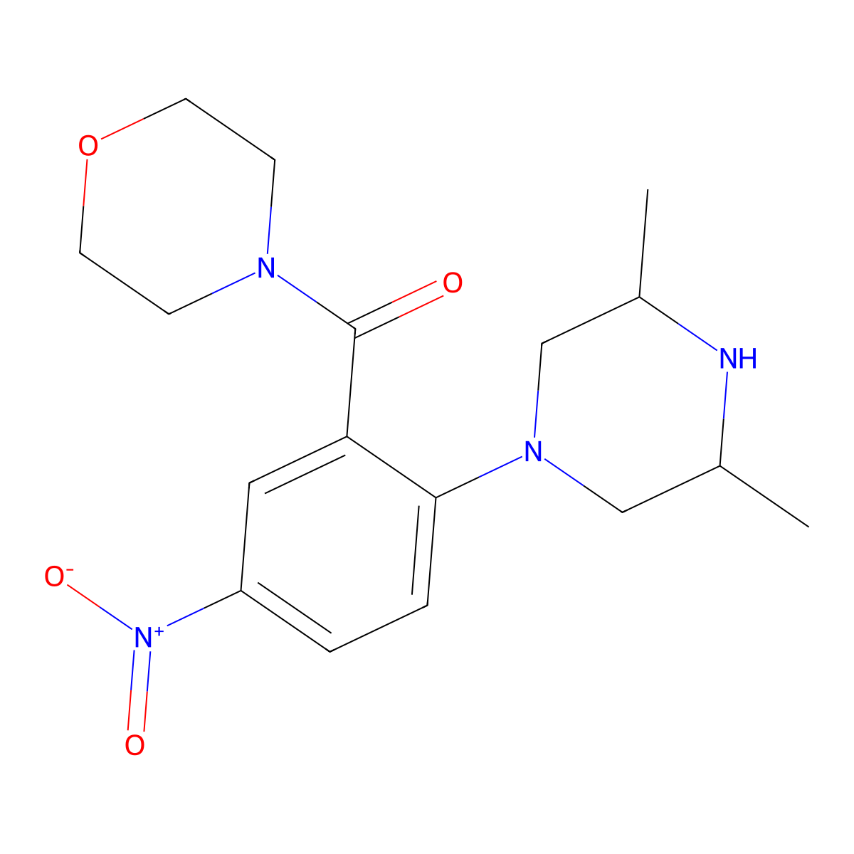 4-[2-(3,5-Dimethyl-1-piperazinyl)-5-nitrobenzoyl]morpholine molecular structure, CAS 524033-37-2