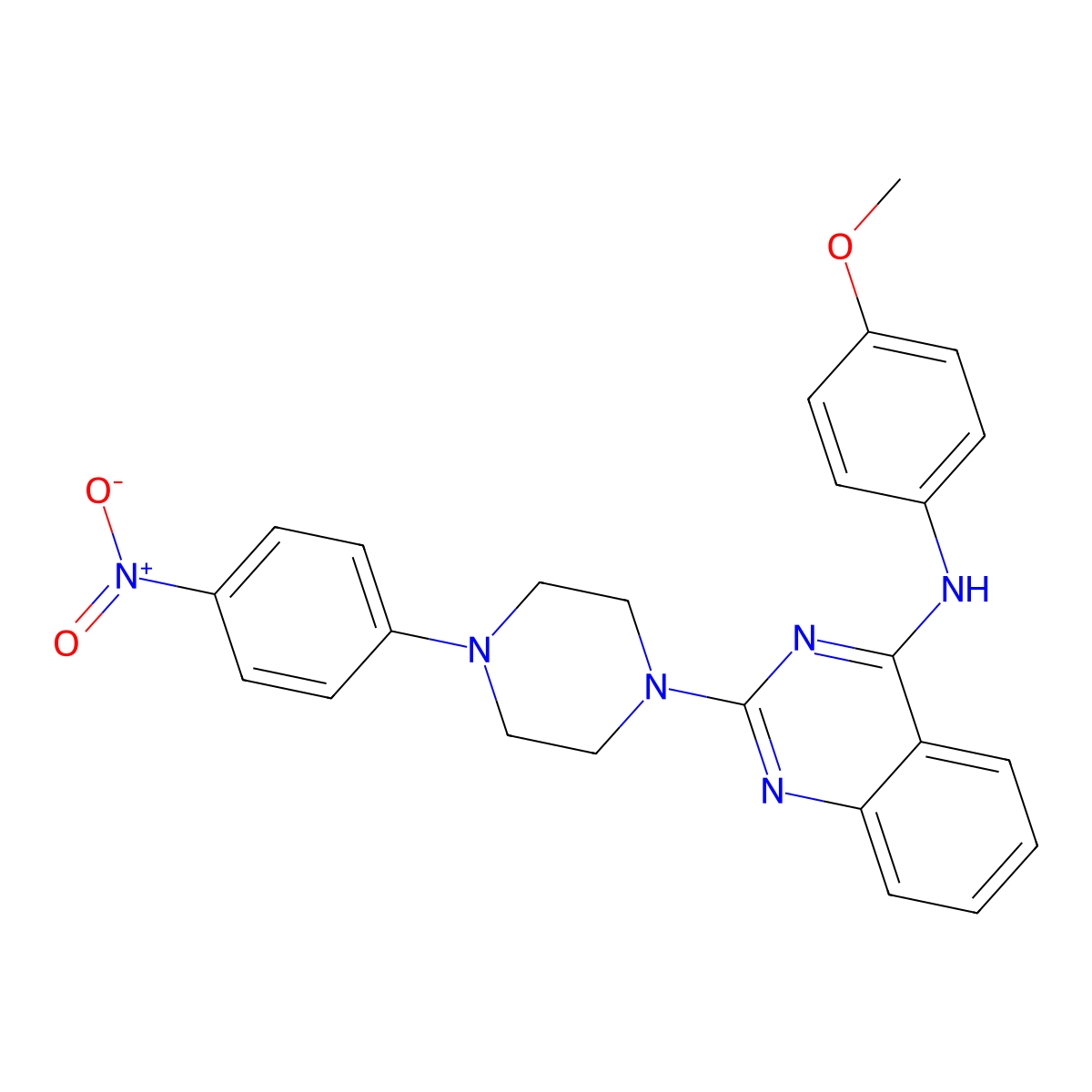N-(4-methoxyphenyl)-2-[4-(4-nitrophenyl)piperazin-1-yl]quinazolin-4-amine molecular structure, CAS 524033-42-9