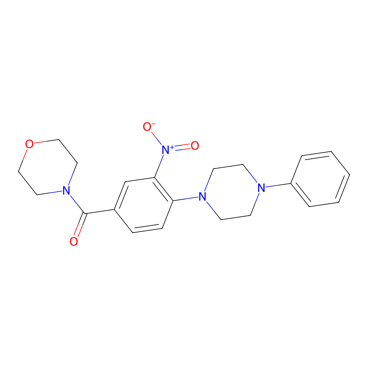 Morpholin-4-yl-[3-nitro-4-(4-phenylpiperazin-1-yl)phenyl]methanone molecular structure, CAS 524033-47-4
