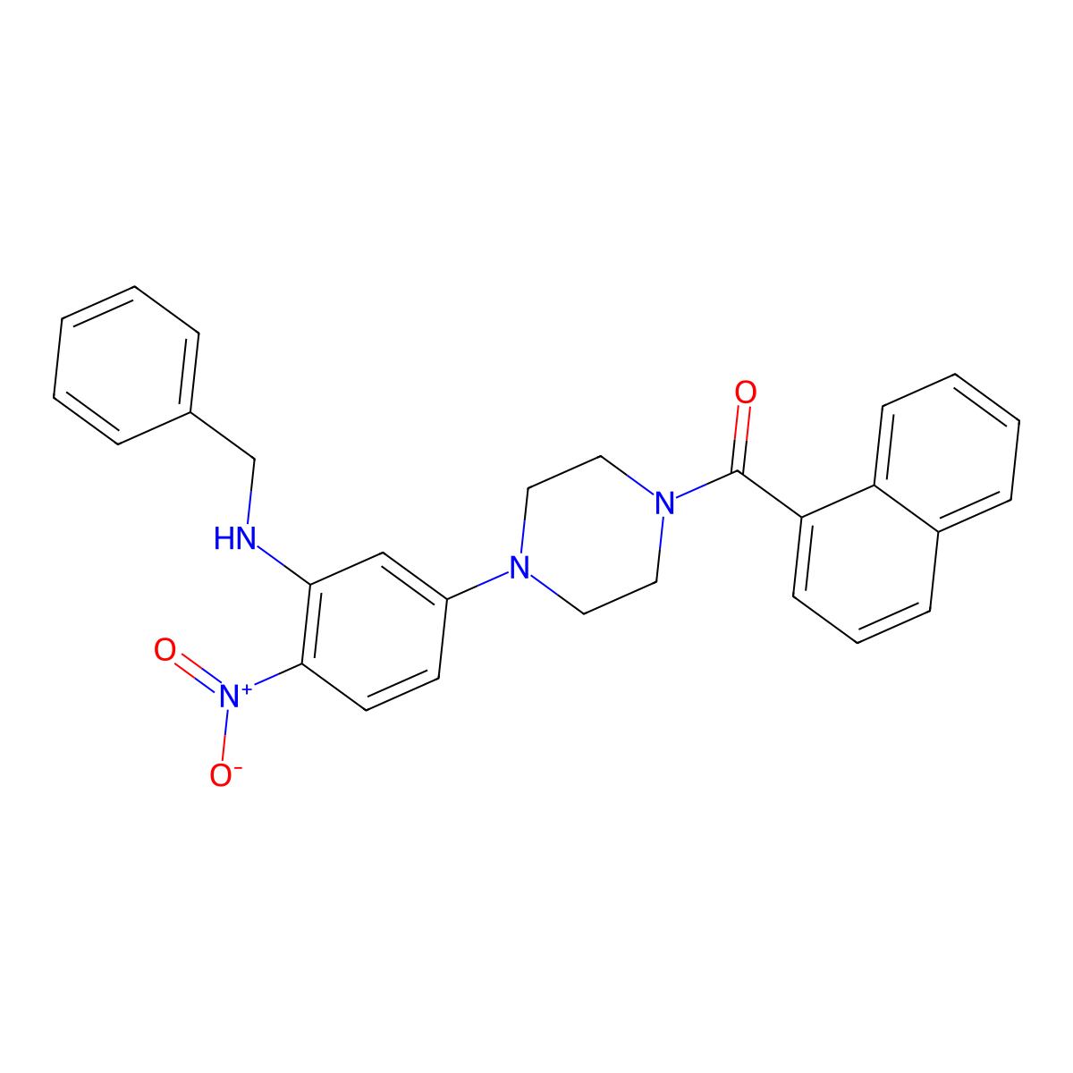 [4-[3-(Benzylamino)-4-nitrophenyl]piperazin-1-yl]-naphthalen-1-ylmethanone molecular structure, CAS 524033-48-5