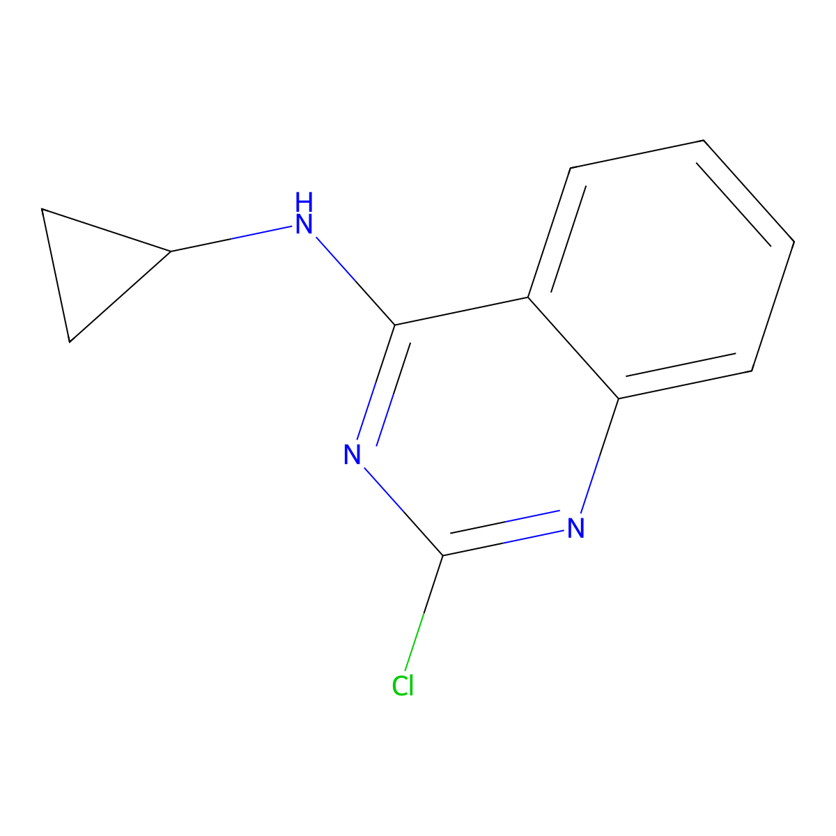 2-chloro-N-cyclopropylquinazolin-4-amine molecular structure, CAS 524033-55-4