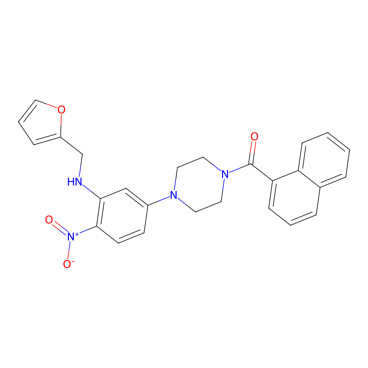 [4-[3-(Furan-2-ylmethylamino)-4-nitrophenyl]piperazin-1-yl]-naphthalen-1-ylmethanone molecular structure, CAS 524033-59-8
