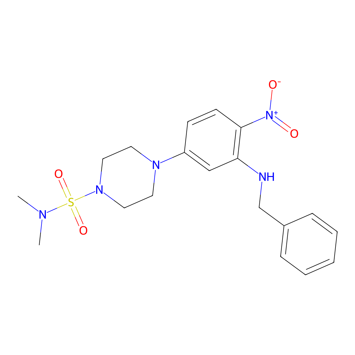 4-[3-(benzylamino)-4-nitrophenyl]-N,N-dimethylpiperazine-1-sulfonamide molecular structure, CAS 524033-65-6