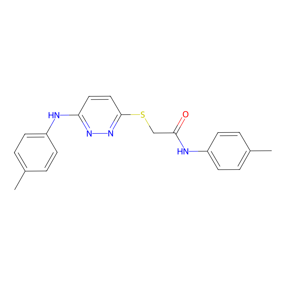 2-[6-(4-methylanilino)pyridazin-3-yl]sulfanyl-N-(4-methylphenyl)acetamide molecular structure, CAS 524033-77-0