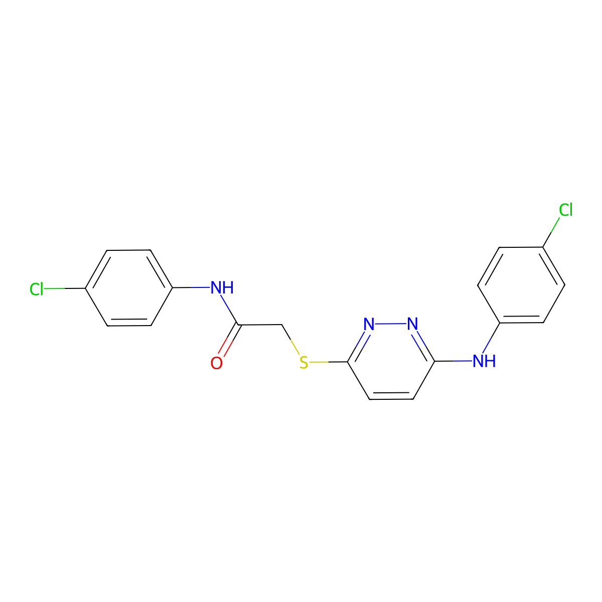 2-[6-(4-chloroanilino)pyridazin-3-yl]sulfanyl-N-(4-chlorophenyl)acetamide molecular structure, CAS 524033-79-2