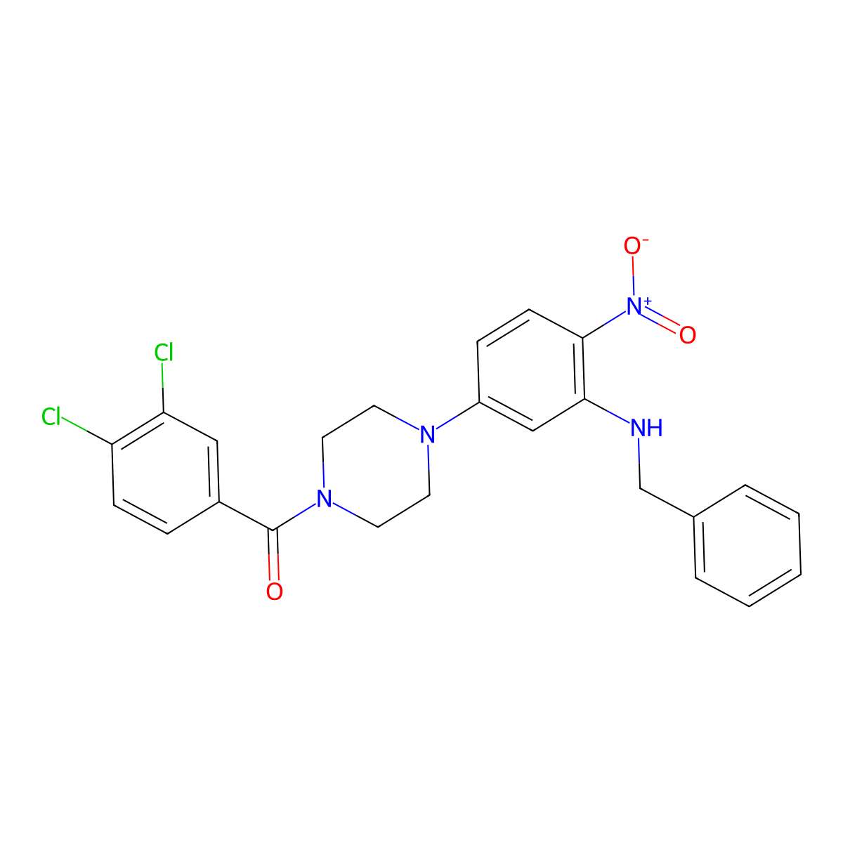 [4-[3-(Benzylamino)-4-nitrophenyl]piperazin-1-yl]-(3,4-dichlorophenyl)methanone molecular structure, CAS 524033-85-0