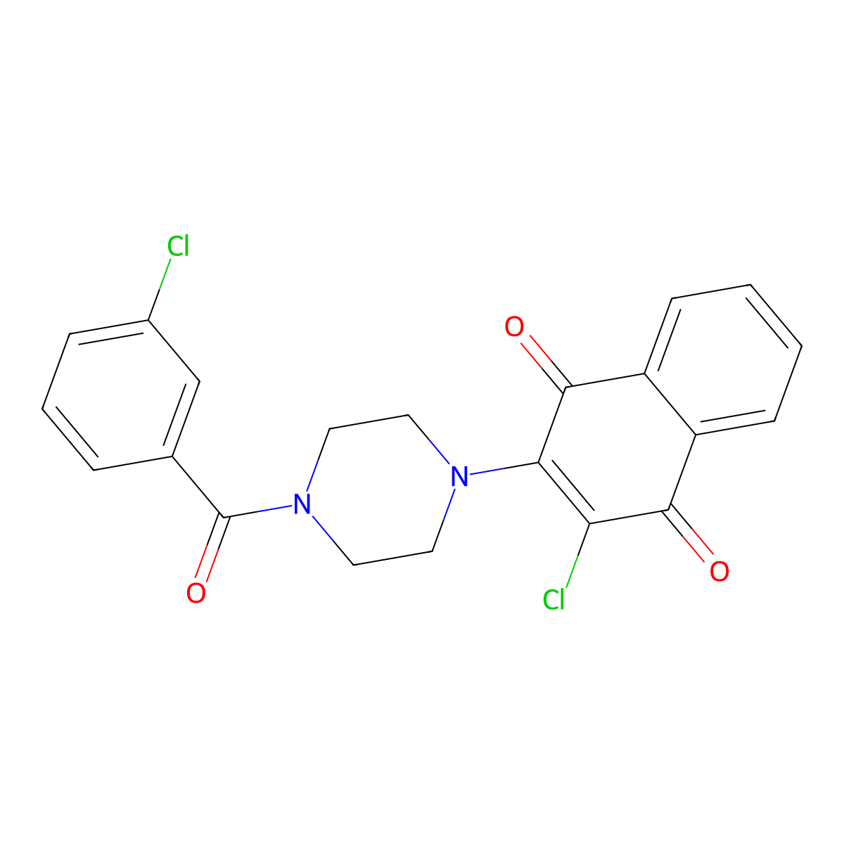 2-Chloro-3-[4-(3-chlorobenzoyl)piperazin-1-yl]naphthalene-1,4-dione molecular structure, CAS 524033-90-7