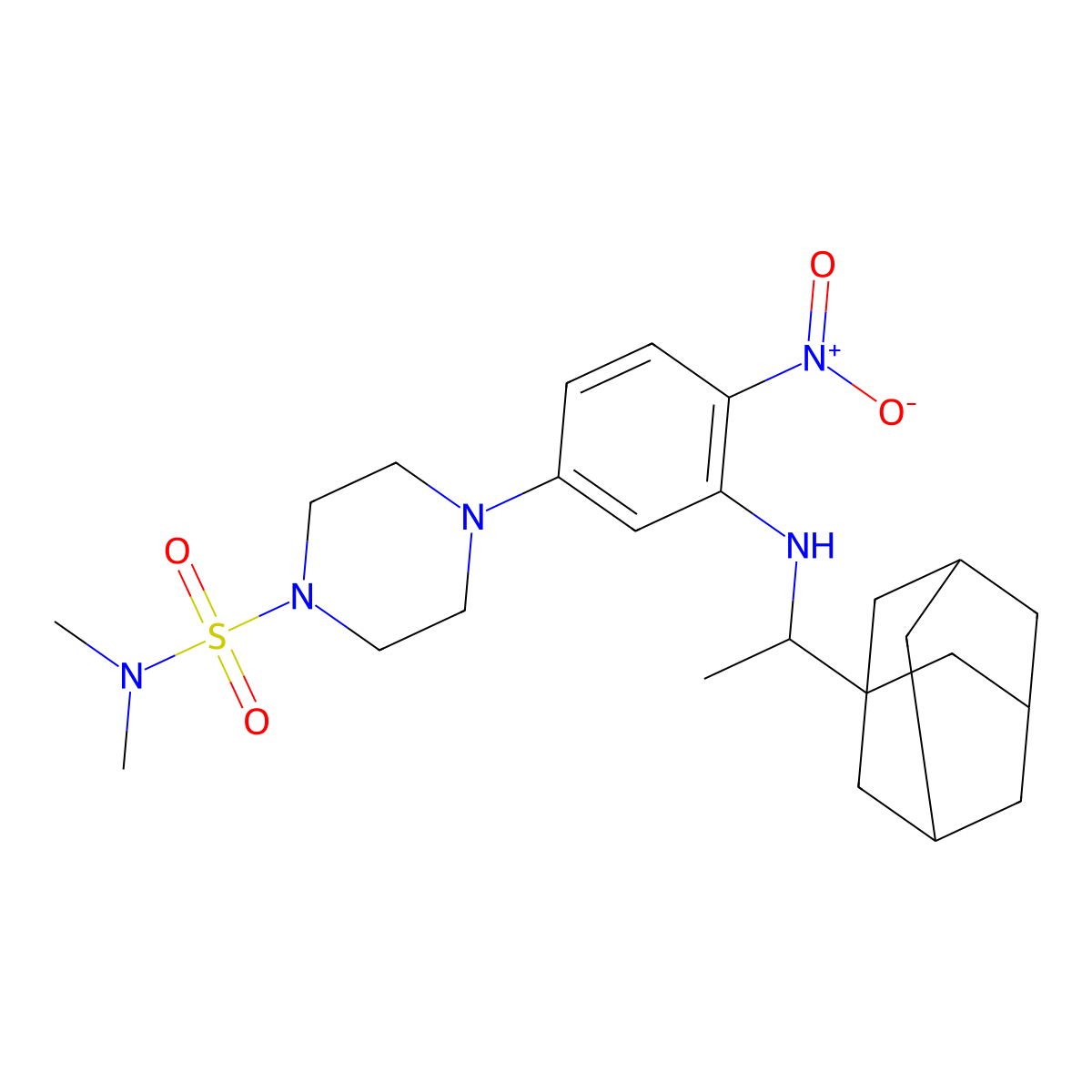 4-[3-[1-(1-adamantyl)ethylamino]-4-nitrophenyl]-N,N-dimethylpiperazine-1-sulfonamide molecular structure, CAS 524034-00-2