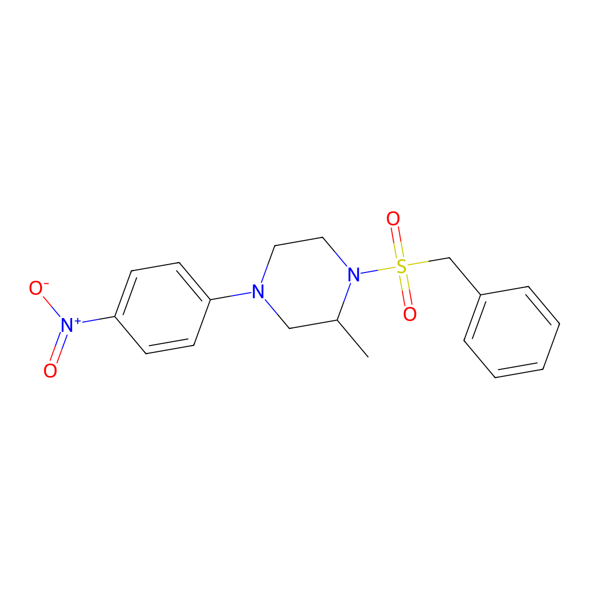 1-Benzylsulfonyl-2-methyl-4-(4-nitrophenyl)piperazine molecular structure, CAS 524034-02-4