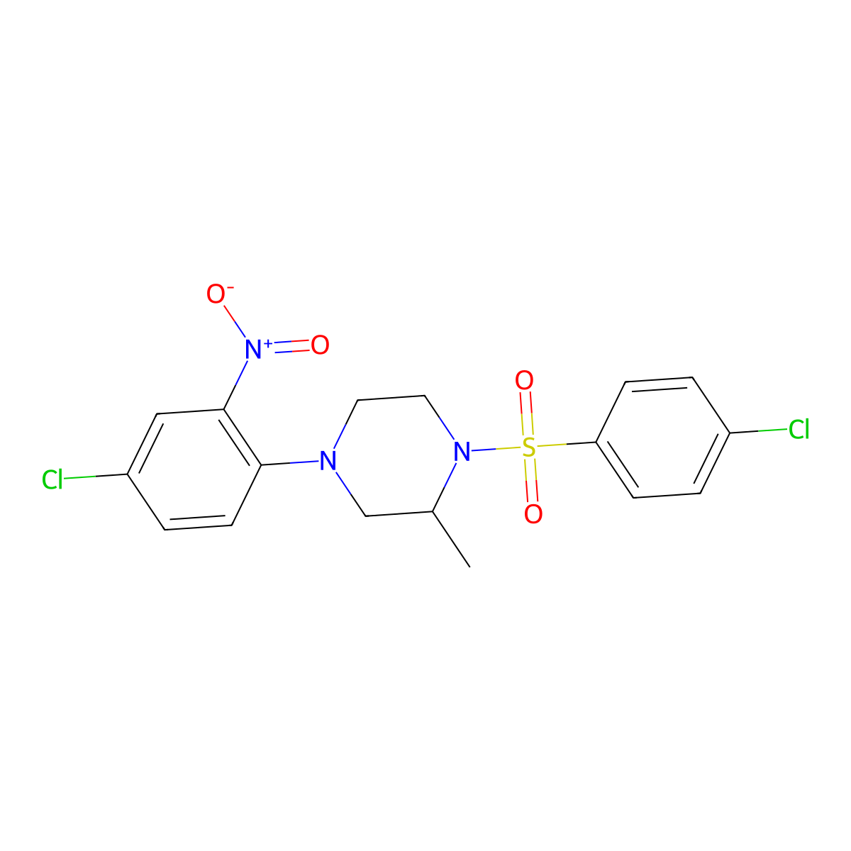 4-(4-Chloro-2-nitrophenyl)-1-(4-chlorophenyl)sulfonyl-2-methylpiperazine molecular structure, CAS 524034-03-5