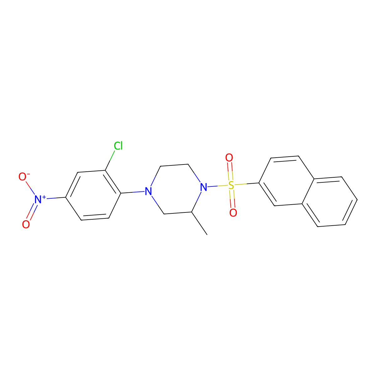4-(2-Chloro-4-nitrophenyl)-2-methyl-1-naphthalen-2-ylsulfonylpiperazine molecular structure, CAS 524034-05-7