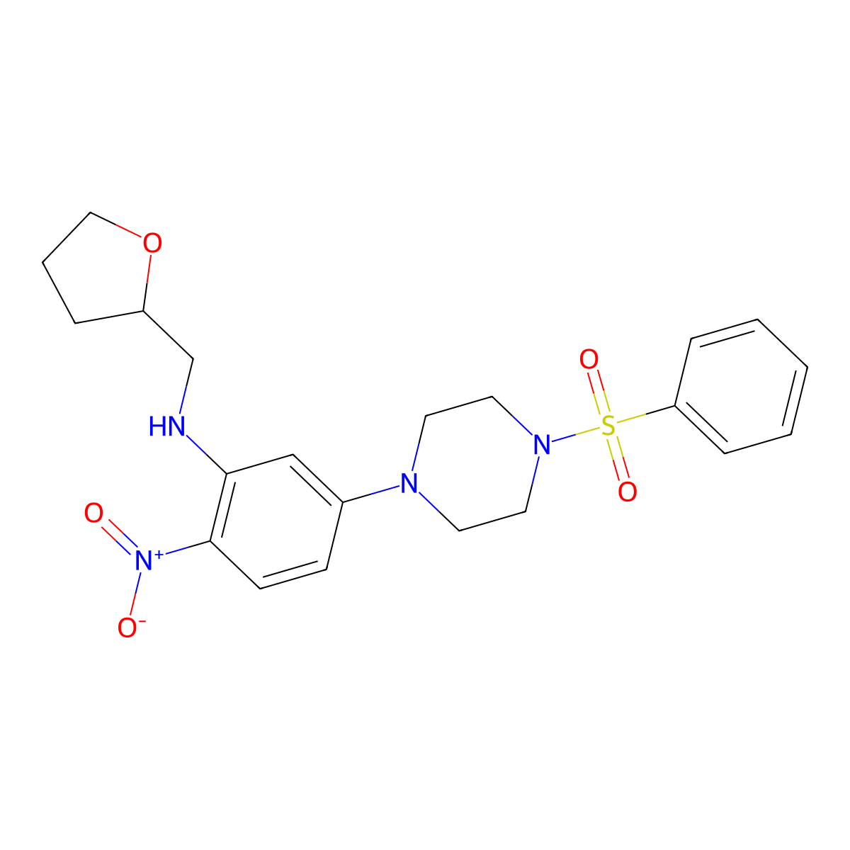 5-[4-(benzenesulfonyl)piperazin-1-yl]-2-nitro-N-(oxolan-2-ylmethyl)aniline molecular structure, CAS 524034-07-9