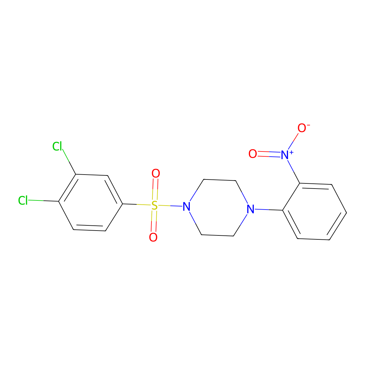1-(3,4-Dichlorophenyl)sulfonyl-4-(2-nitrophenyl)piperazine molecular structure, CAS 524034-09-1