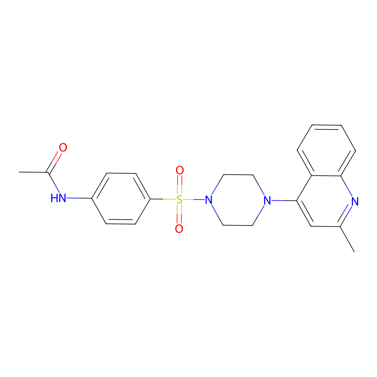 N-{4-[4-(2-Methyl-quinolin-4-yl)-piperazine-1-sulfonyl]-phenyl}-acetamide molecular structure, CAS 524034-14-8