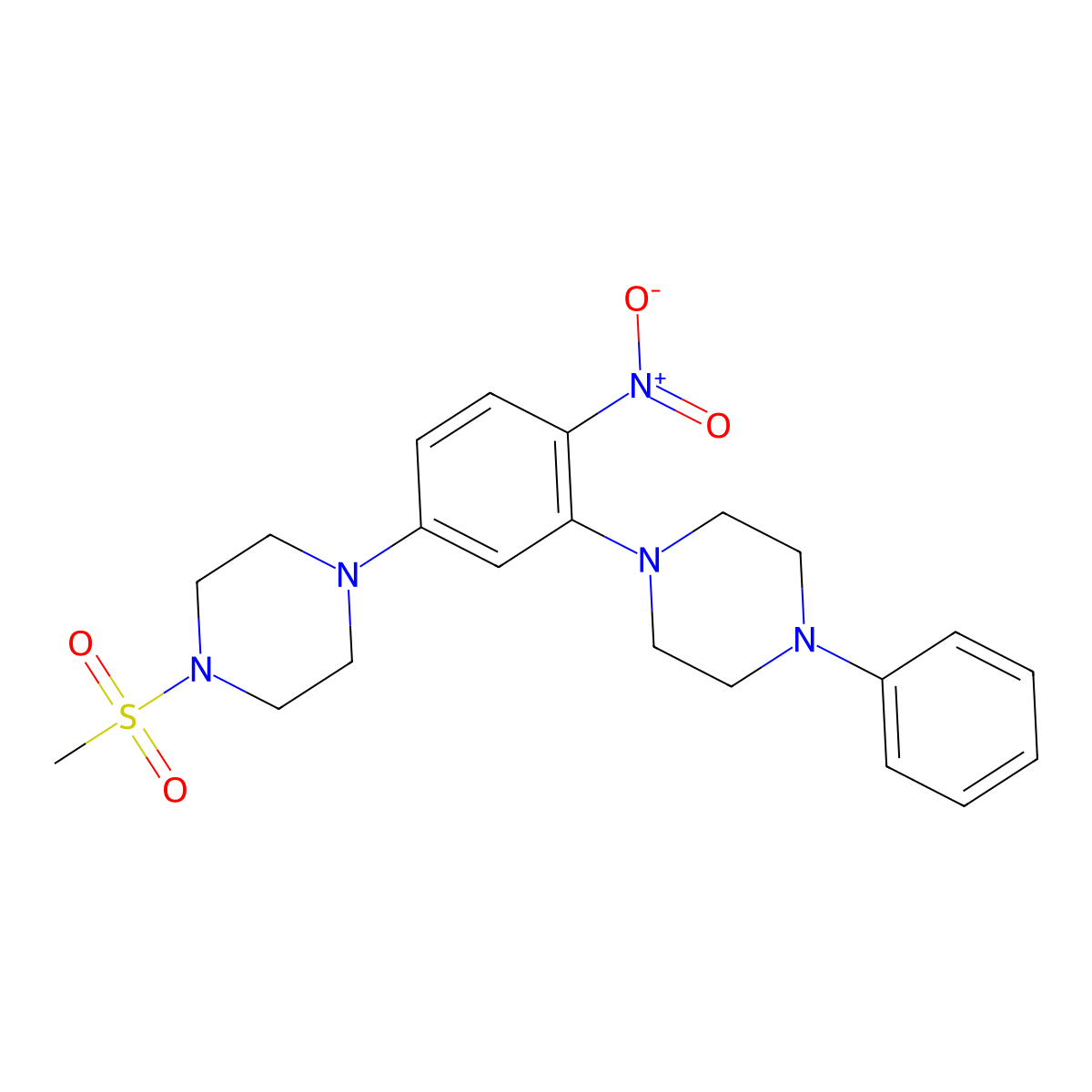 1-[5-(4-Methylsulfonylpiperazin-1-yl)-2-nitrophenyl]-4-phenylpiperazine molecular structure, CAS 524034-22-8