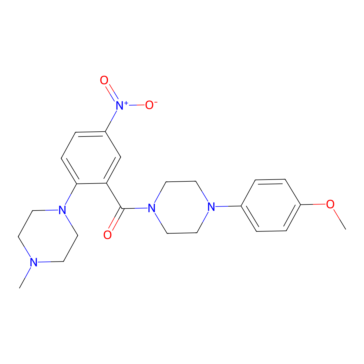 [4-(4-Methoxyphenyl)piperazin-1-yl]-[2-(4-methylpiperazin-1-yl)-5-nitrophenyl]methanone molecular structure, CAS 524034-40-0