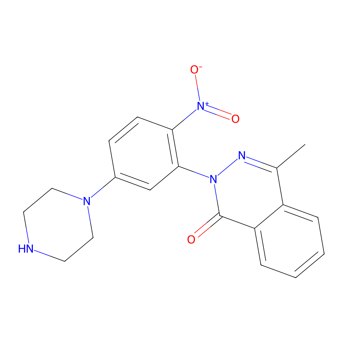 4-Methyl-2-(2-nitro-5-piperazin-1-ylphenyl)phthalazin-1-one molecular structure, CAS 524034-41-1
