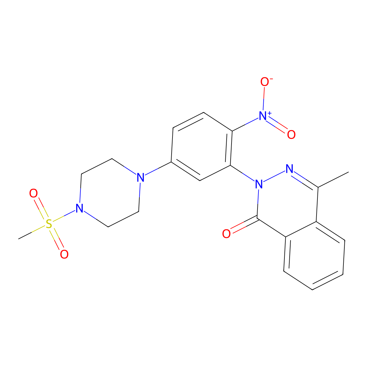 4-Methyl-2-[5-(4-methylsulfonylpiperazin-1-yl)-2-nitrophenyl]phthalazin-1-one molecular structure, CAS 524034-49-9