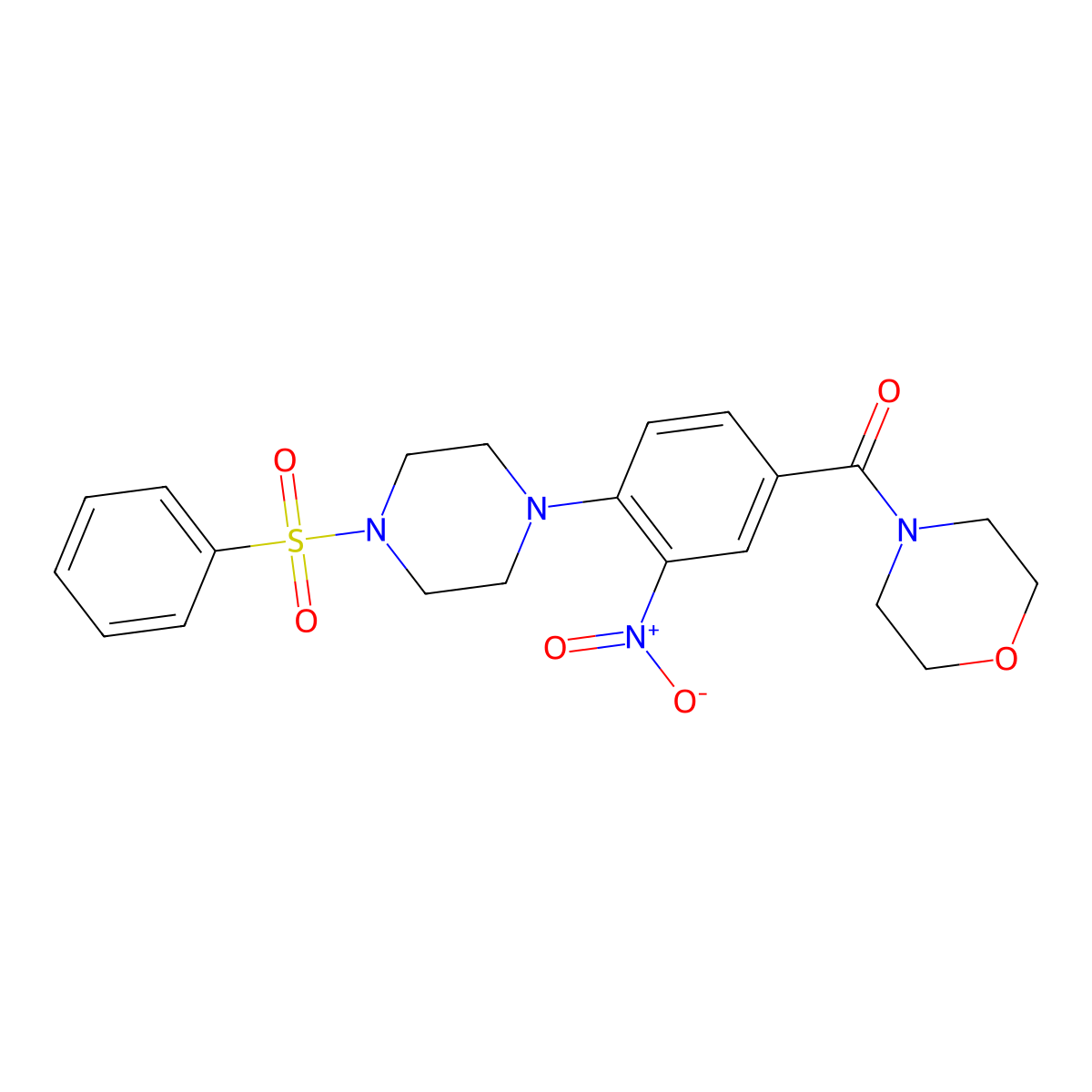 [4-[4-(Benzenesulfonyl)piperazin-1-yl]-3-nitrophenyl]-morpholin-4-ylmethanone molecular structure, CAS 524034-51-3