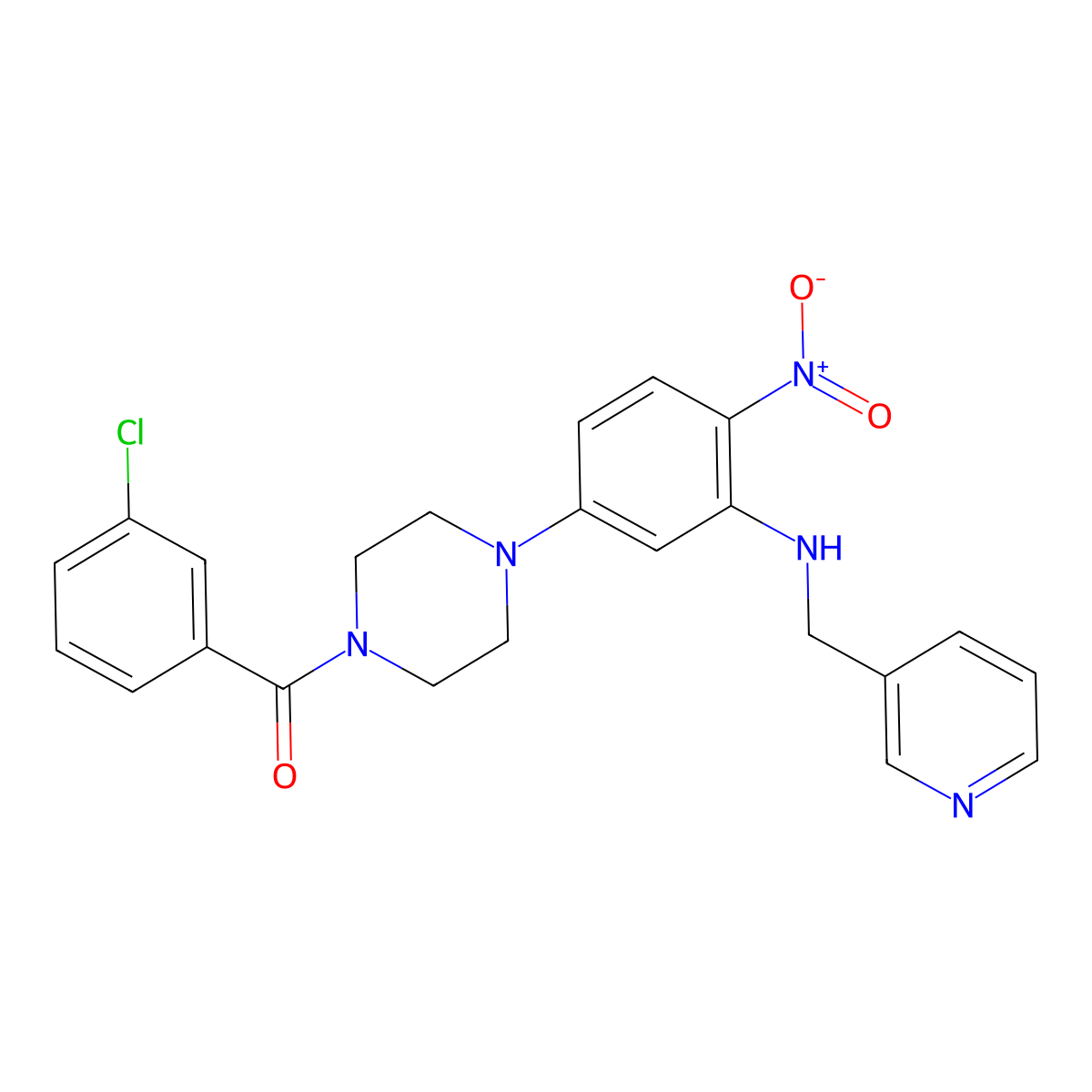 (3-Chlorophenyl)-[4-[4-nitro-3-(pyridin-3-ylmethylamino)phenyl]piperazin-1-yl]methanone molecular structure, CAS 524034-55-7
