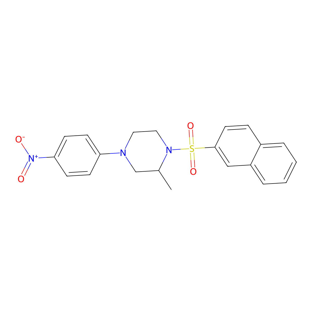 2-Methyl-1-naphthalen-2-ylsulfonyl-4-(4-nitrophenyl)piperazine molecular structure, CAS 524034-61-5